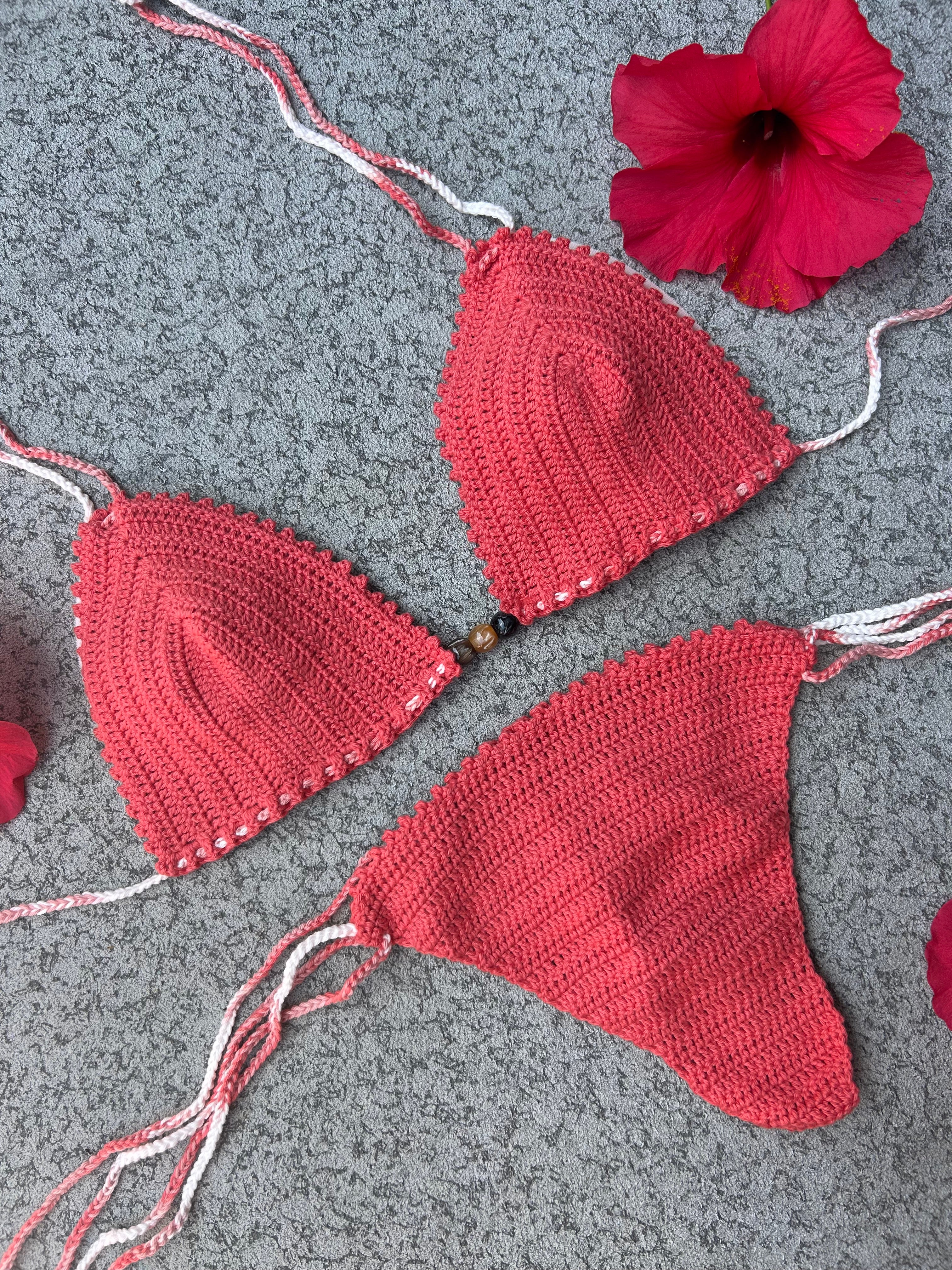Seashell Crochet Bikini Set - Coral