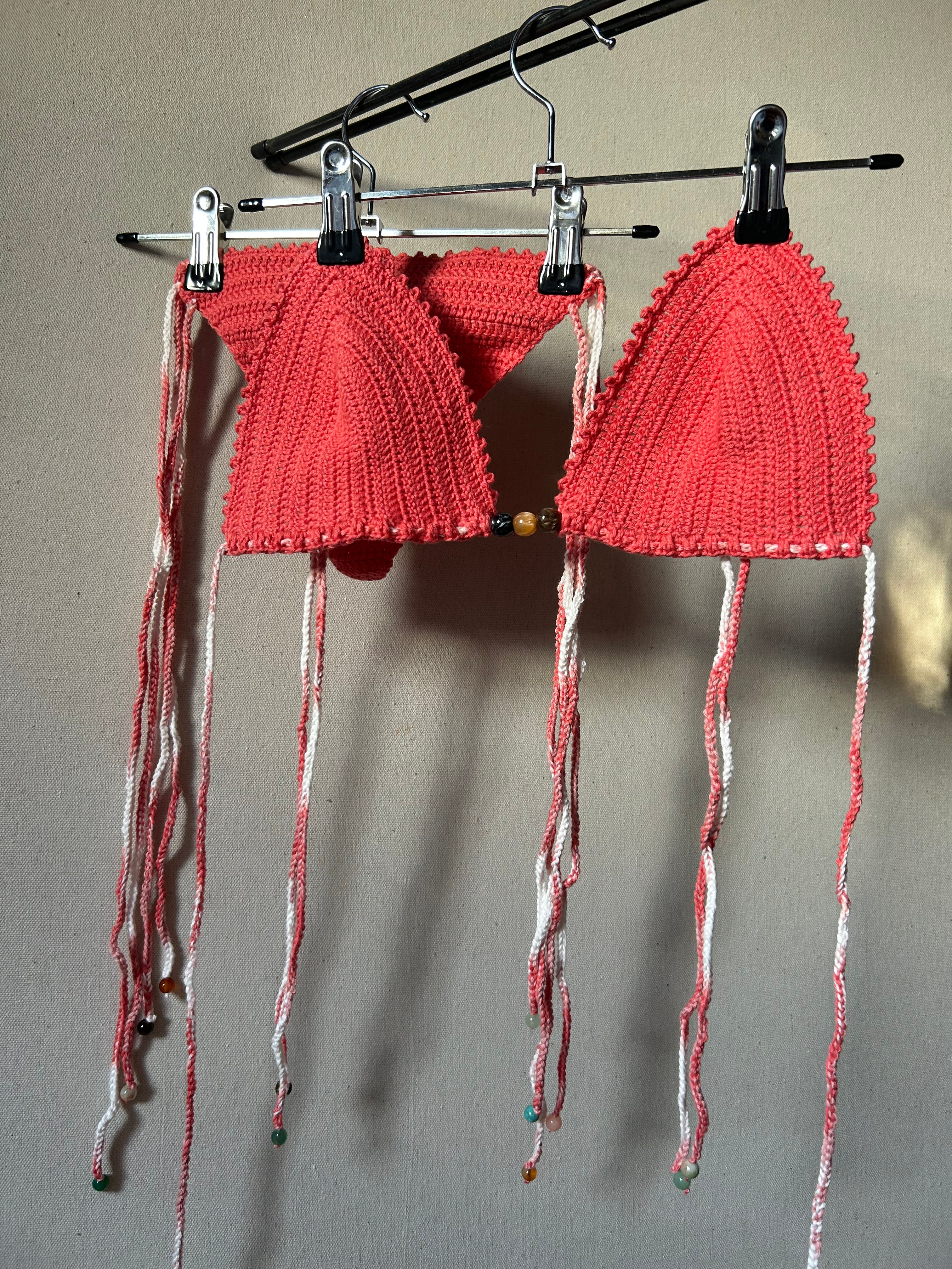 Seashell Crochet Bikini Set - Coral