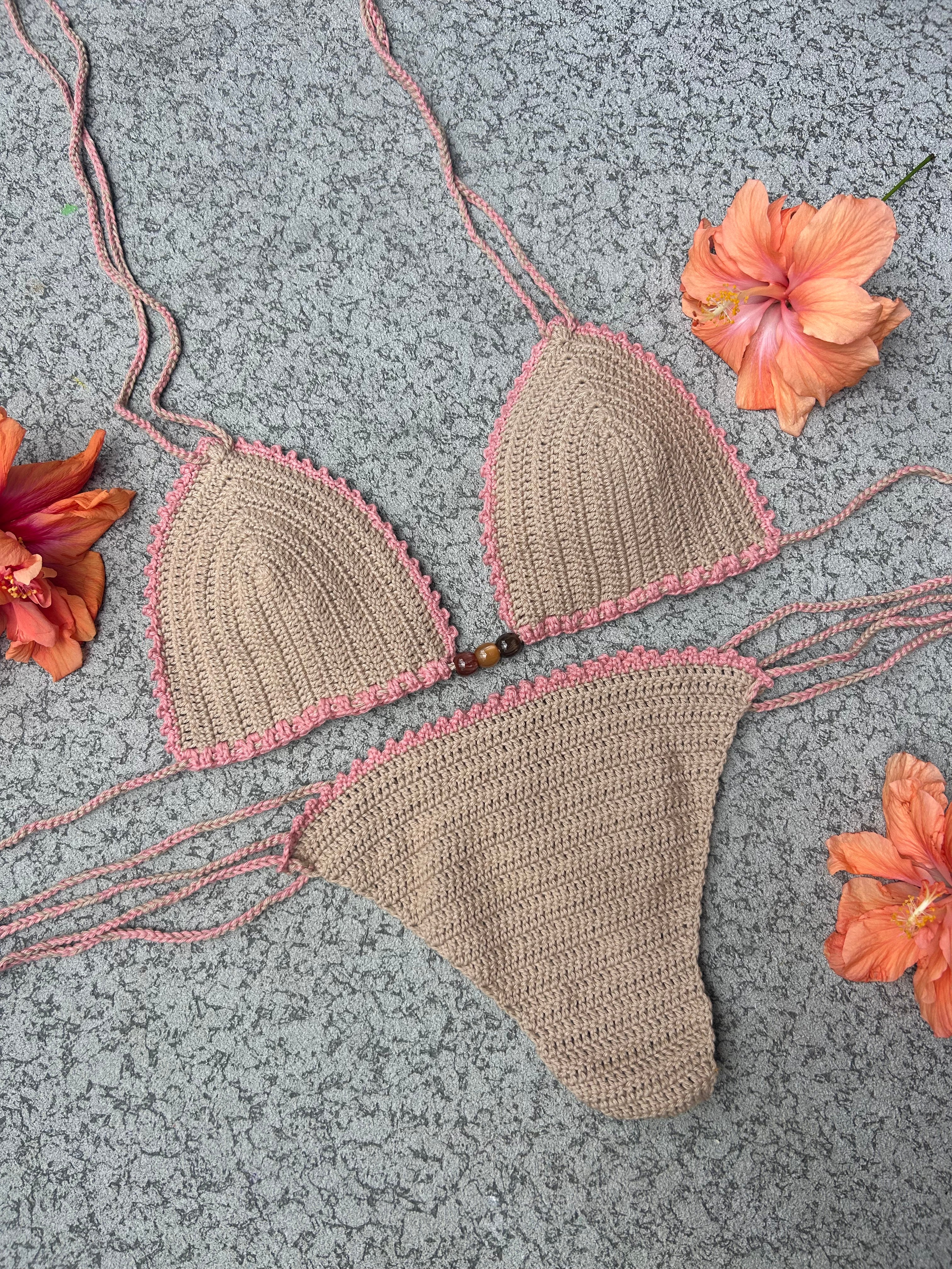 Pearl Crochet Bikini Set - Chesnut