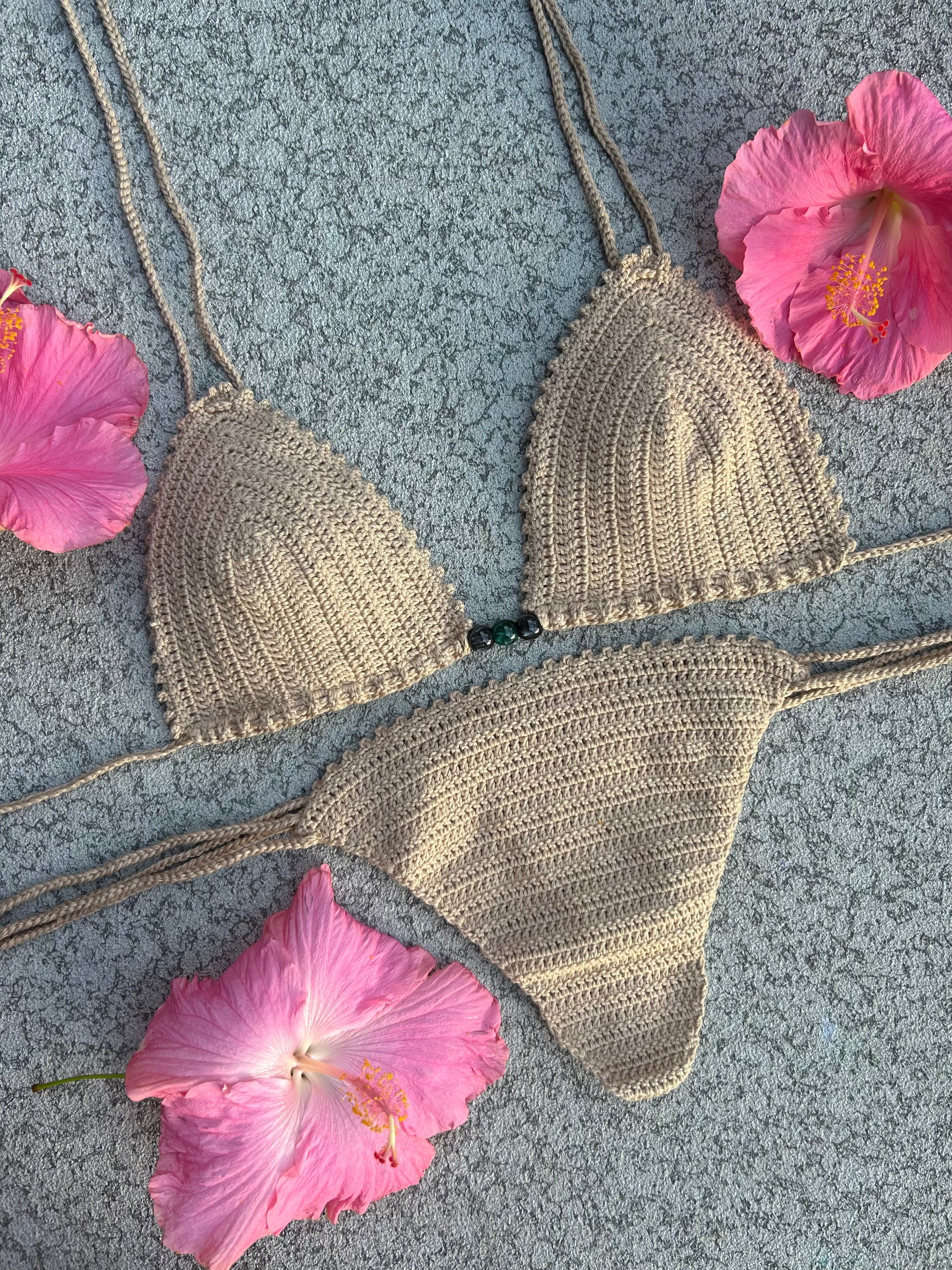 Seashell Crochet Bikini Set - Sand