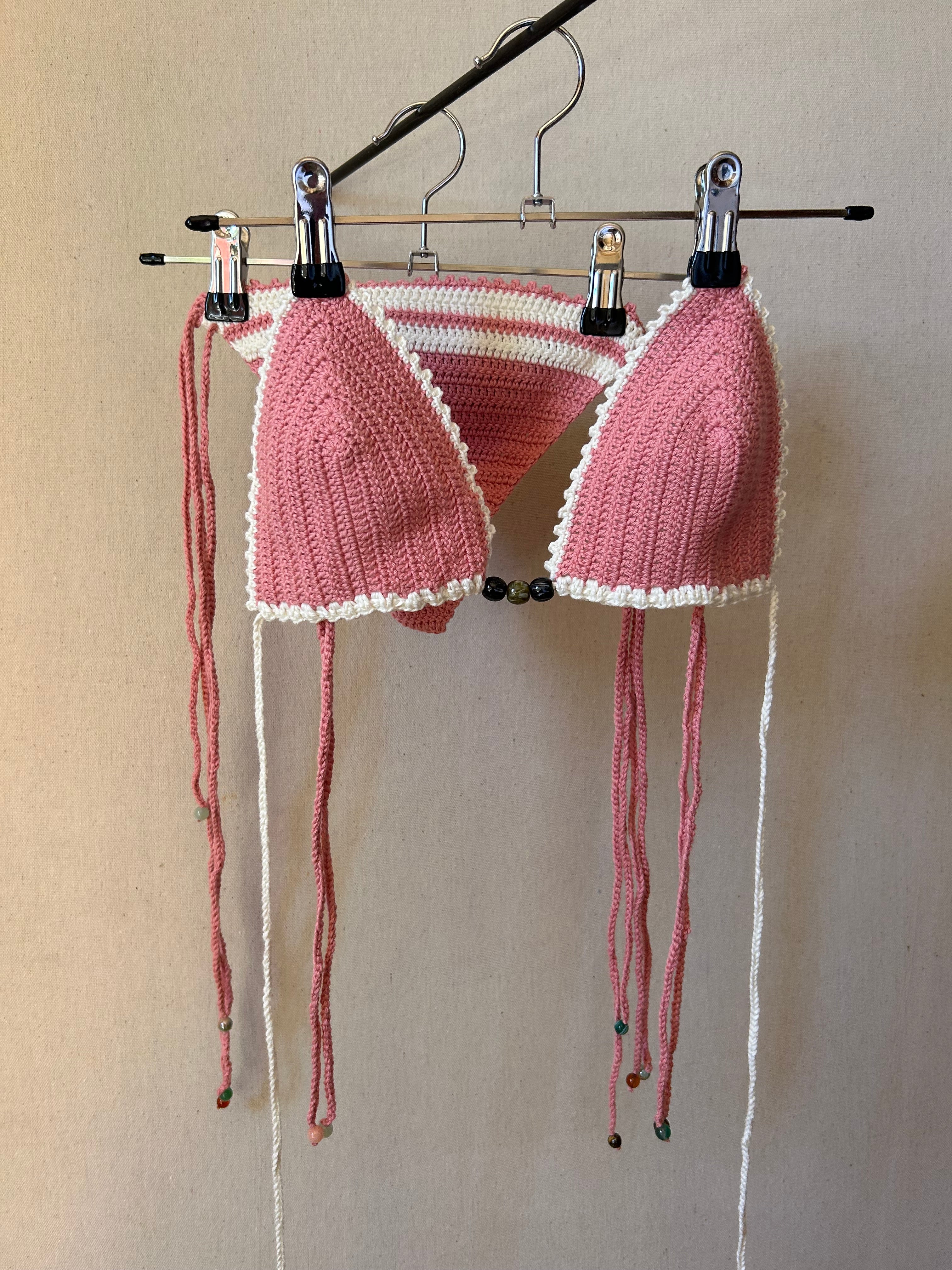 Pearl Crochet Bikini Set - Rose