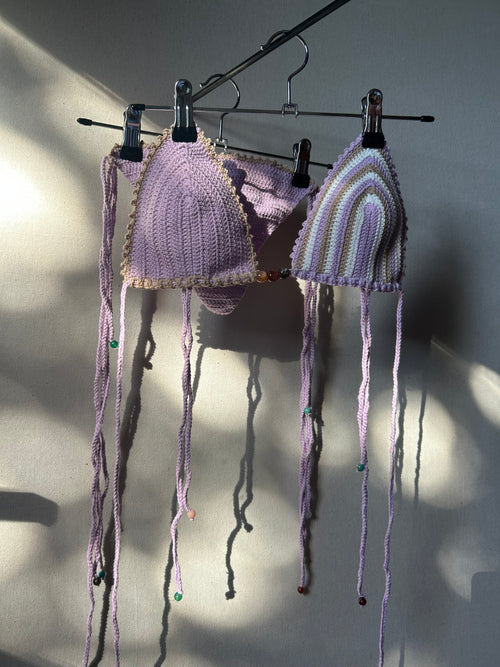 Aurora Crochet Bikini Set - Lilac Summer