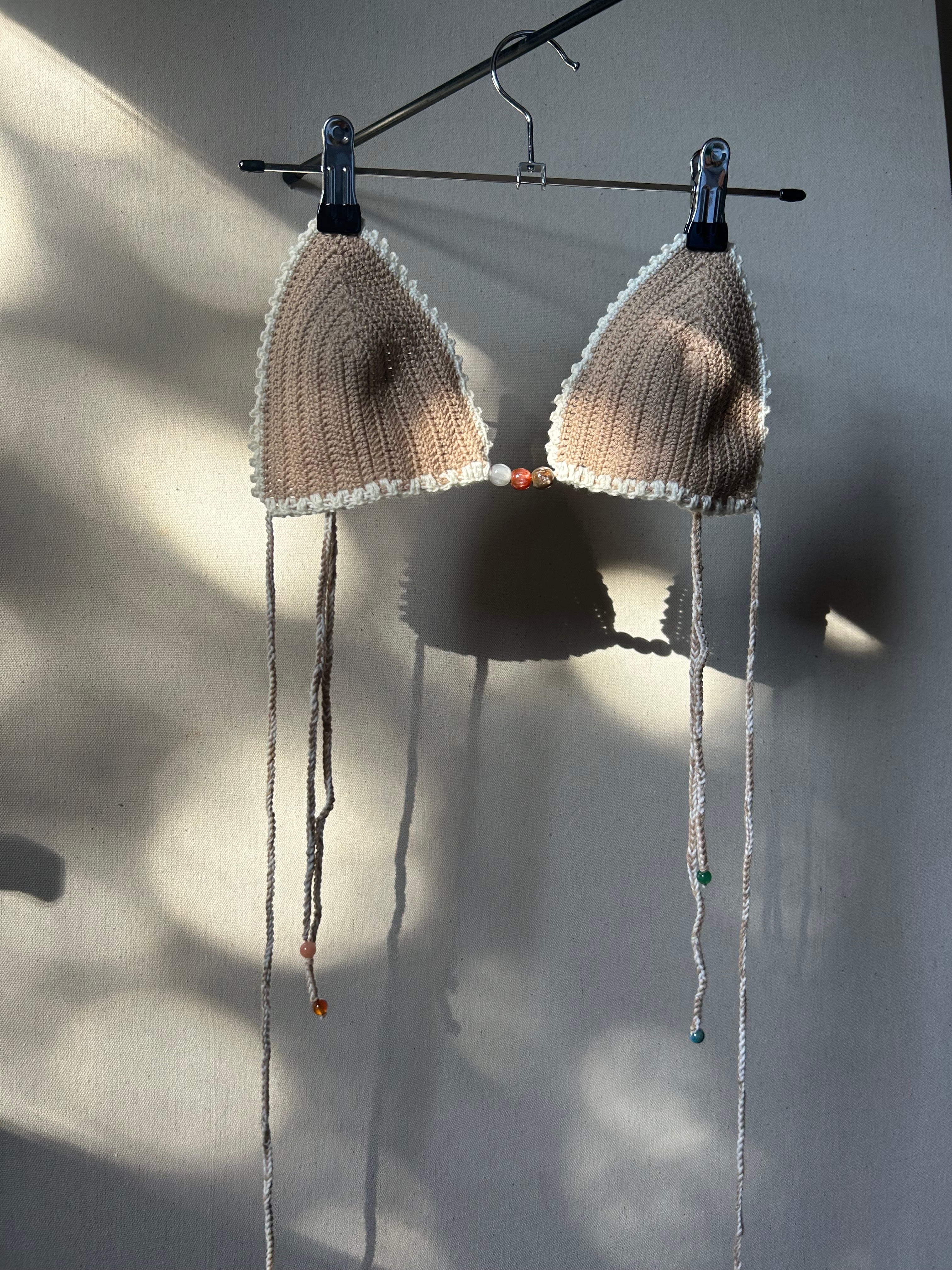 Pearl Crochet Bikini Set - Caramel