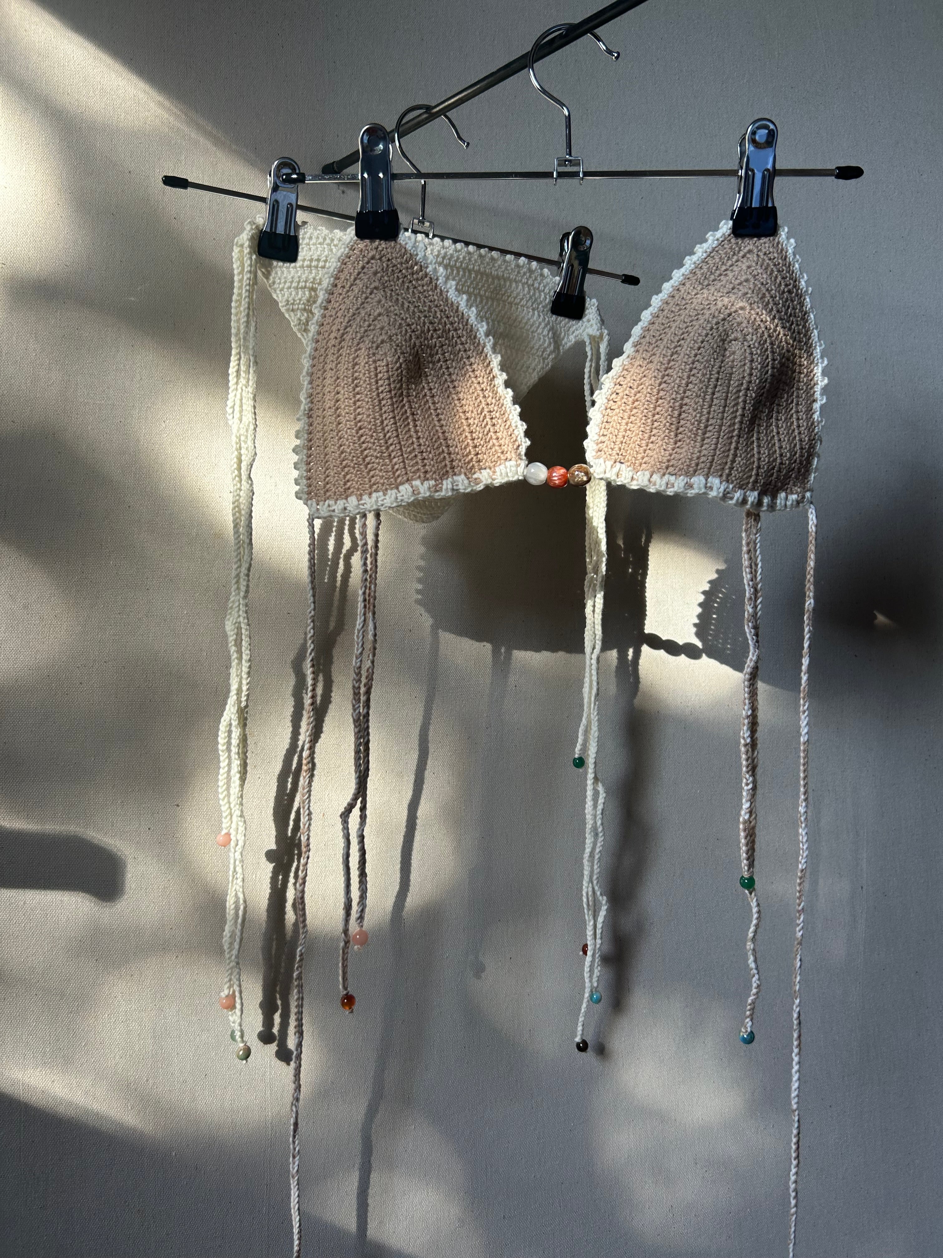 Pearl Crochet Bikini Set - Caramel