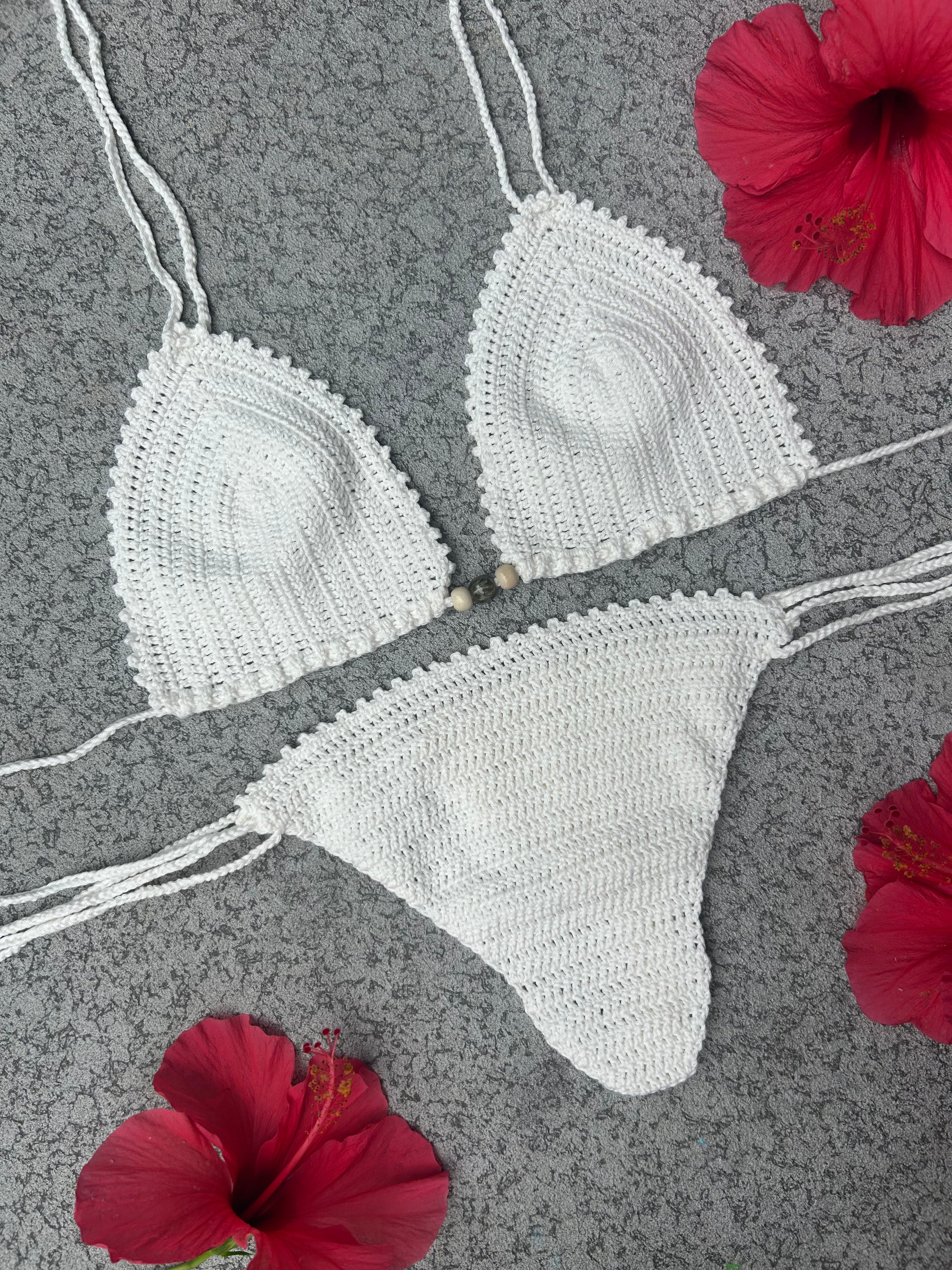 Seashell Crochet Bikini Set - Snow