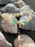 "Success" Honey Calcite & Green Aventurine Gemstone & Sterling Silver Charm Bracelet