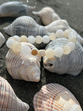 "Joy and Peace" Honey Calcite & White Jade Gemstone and Sterling Silver Charm Bracelet