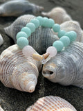 "Harmony" Green Amazonite & Rose Quartz Gemstone and Sterling Silver Charm Bracelet