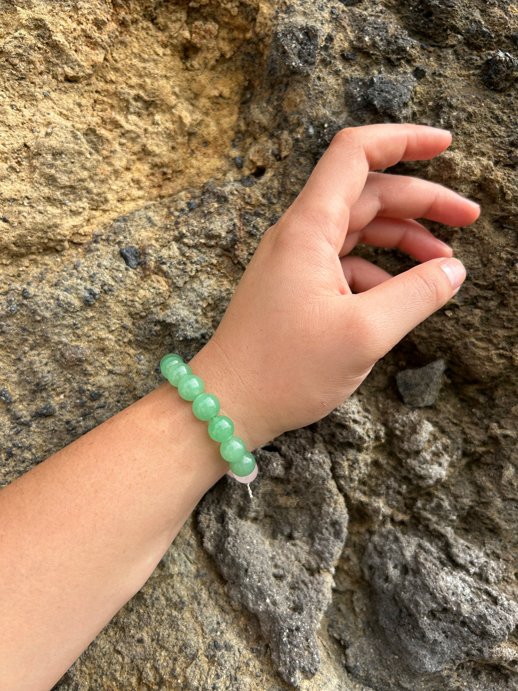 "Lucky" Green Aventurine & Rose Quartz Gemstone and Sterling Silver Charm Bracelet